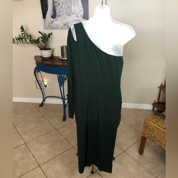 NWT THEENKOLN One Shoulder Cutout Ruched Cocktail Wedding Bodycon Dress L - Picture 5 of 10